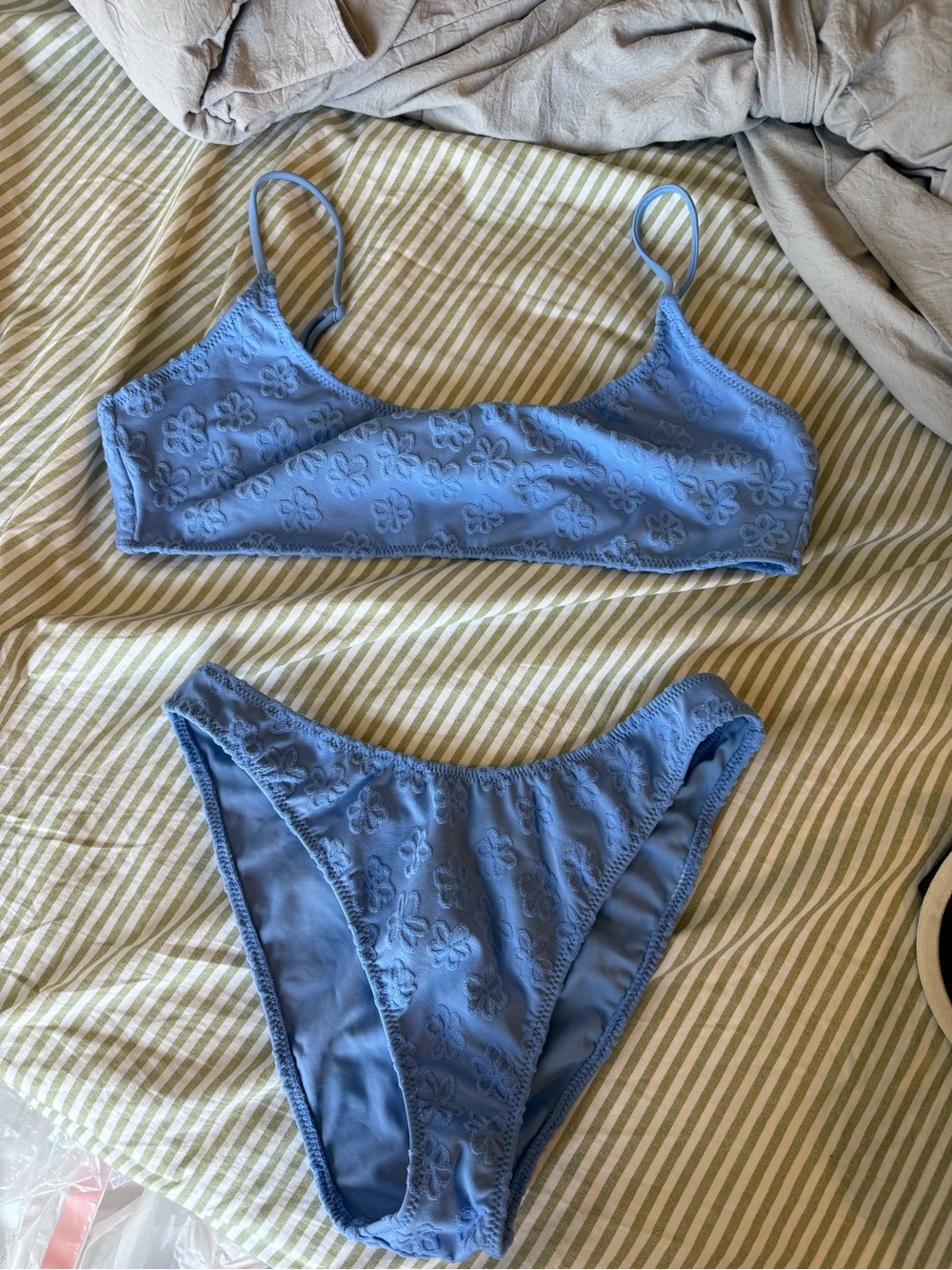 PacSun Light Blue Embroidered Floral Bikini Set
